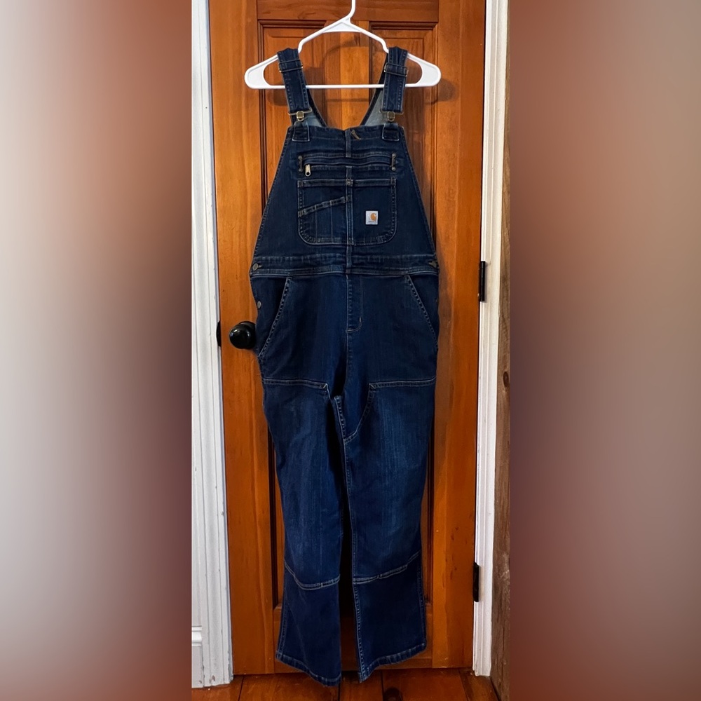 Carhartt denim double front bib overalls